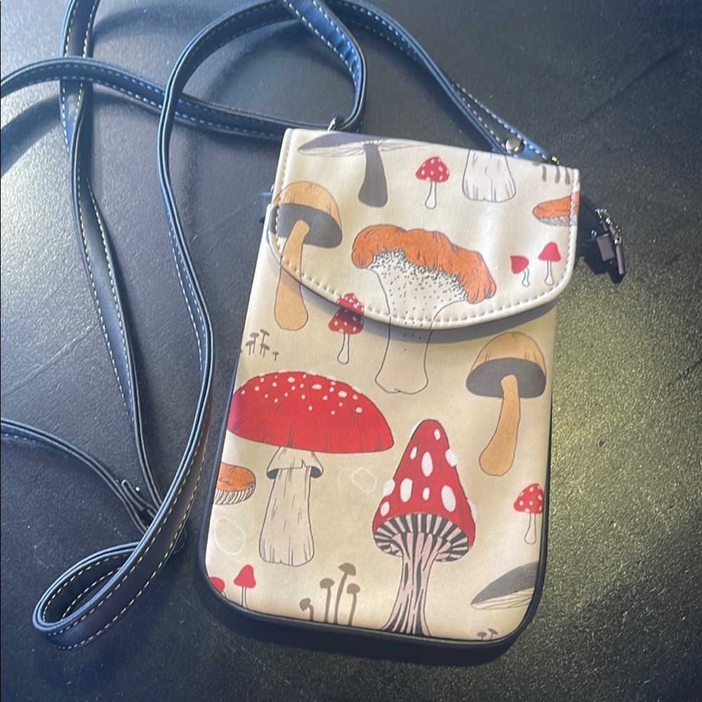 Mushroom Print Crossbody Bag